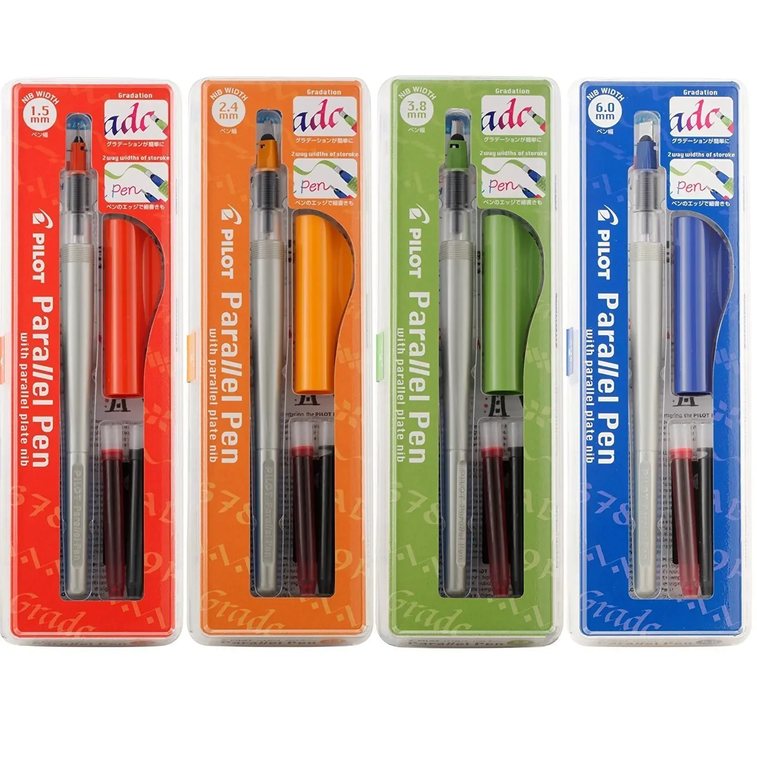 Multifunction Pen Japan Pilot Parallel Calligraphy Pen Lettering Brush Pen 1.5mm/2.4mm/3.8mm/6mm Bundle Ink Cartridge Gothic Font