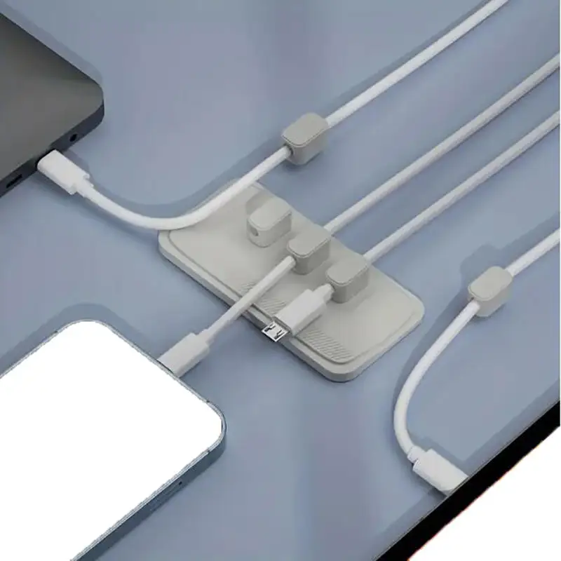Wire Organizer Desktop Cable Clip Protector Cord Winder Row Plug Self-Adhesive Fixed USB Charging Line Holder Magnetic Mouse