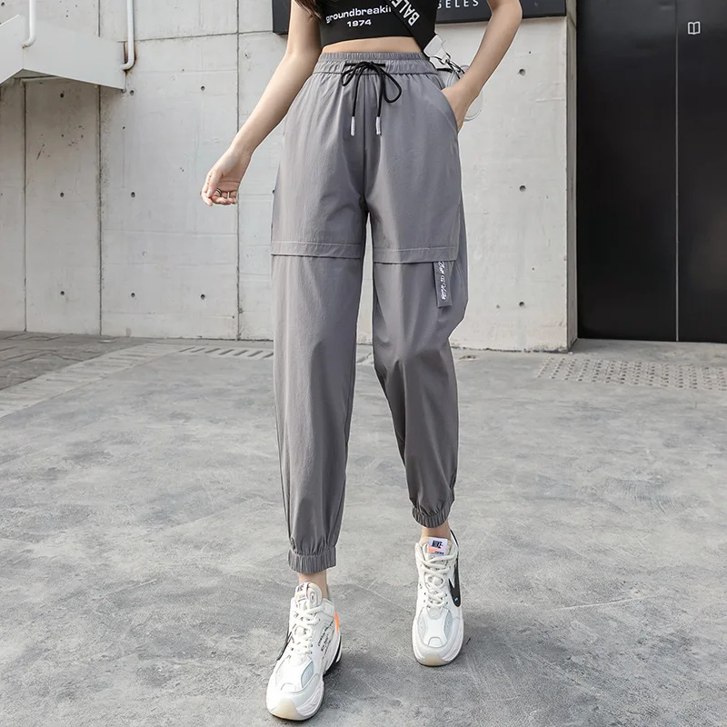 

Streetwear Women Clothing Ankle-Length Pants Women's High Waisted Straight Loose Fitting Casual Sweat Pants Cropped Harem Pants