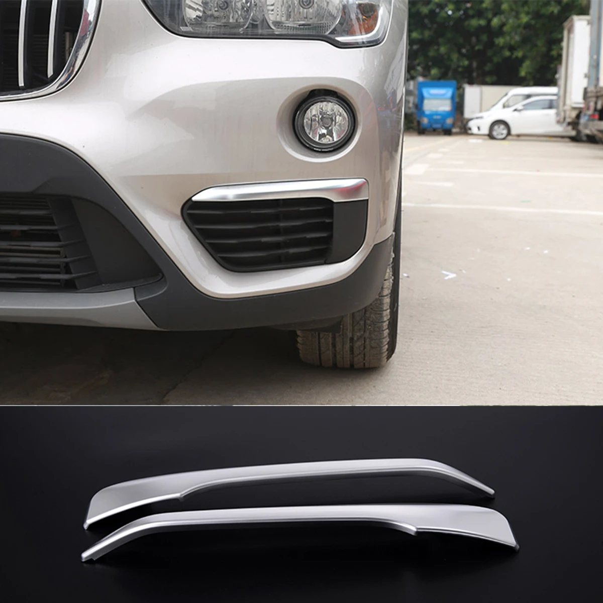 

Стайлинг автомобиля для BMW X1 F48 2016 2017 2018 2019, передняя противотуманная лампа, фонарь, обшивка, аксессуары для внешней отделки автомобиля, 2 вида