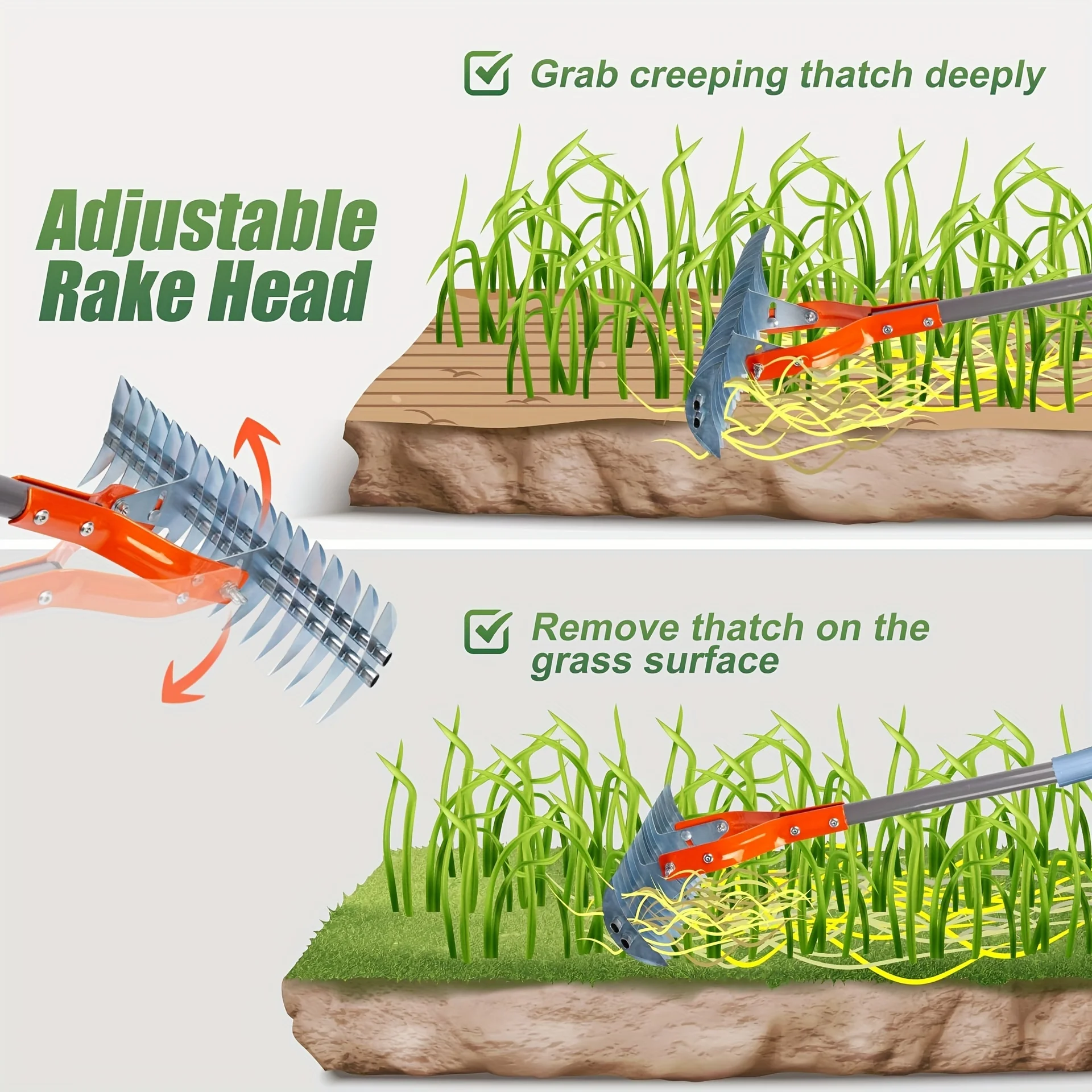 Lawn Farming Rake Thatching Rake Dethatcher Rake Robust Dethatcher for Cleaning Dead Grass Yard Garden Durable Soil Farming Rake