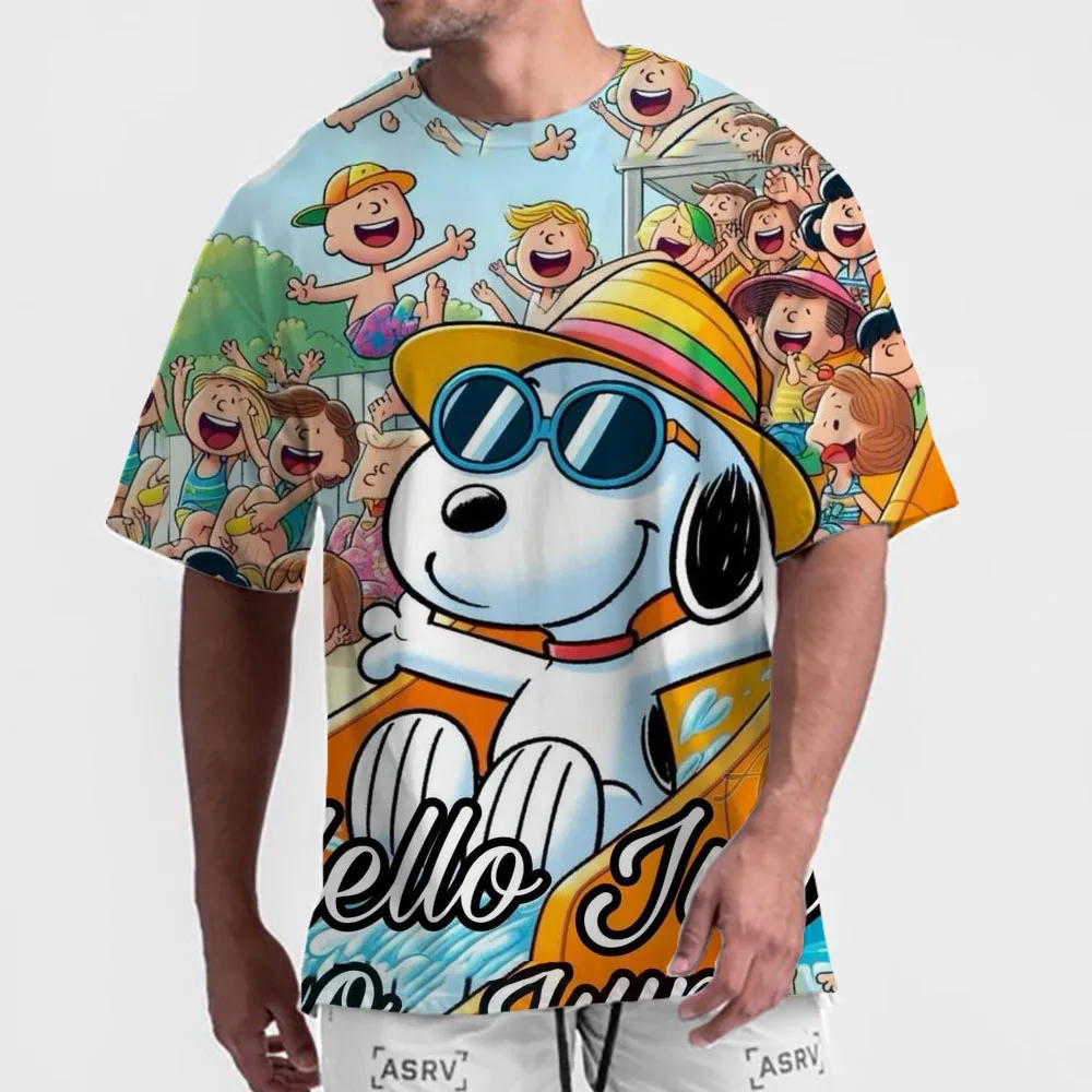 thumbnail image 1 of Camiseta de verano 2024 nueva para hombre, con estampado de Snoopy de Disney, informal, holgada, para fitness callejero, de gran tamaño y alta calidad, 1 of 5