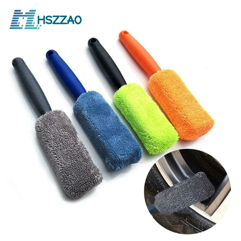 

Car Wash Portable Microfiber Wheel Tire Rim Brush Car Wheel Wash Cleaning For Car With Plastic Handle Auto Washing Cleaner Tools