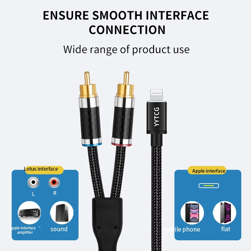 HIFI Lightning to 2RCA Cable for iPhone High end OFC Silver