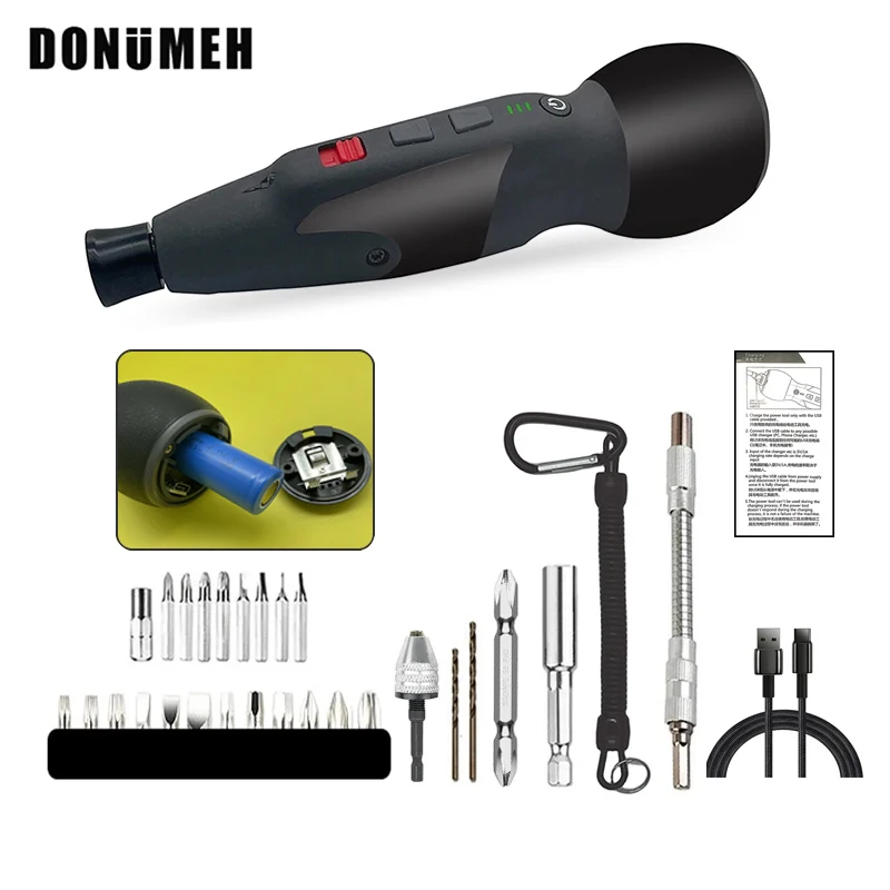Mini Cordless Electric Screwdriver Rechargeable Removable Battery