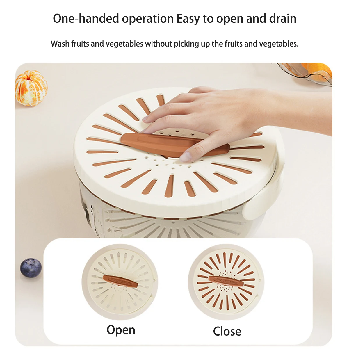 New Draining Basket With Lid 2 In 1 Multi-function Drain Basket Berry Keeper Container Colanders Portable Storage Container 3