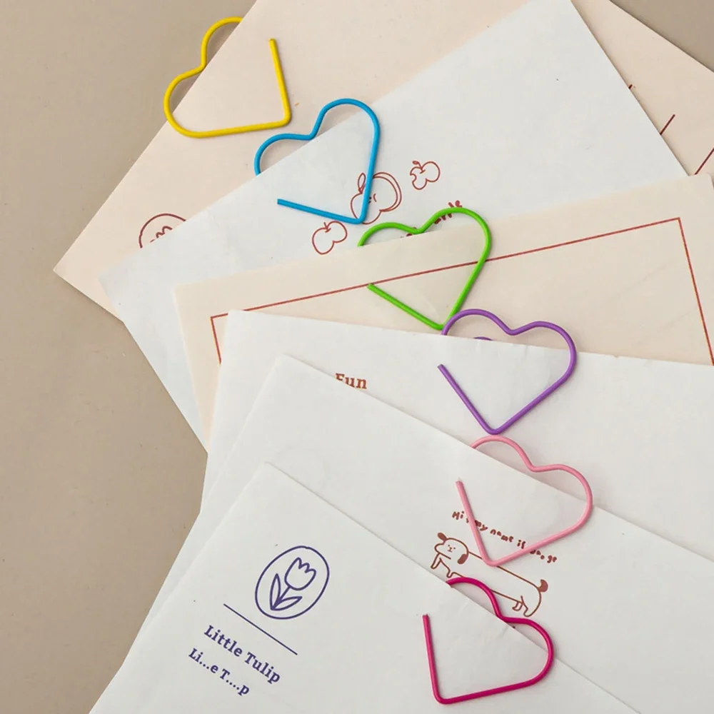 Colourful Love Paper Clips Hollow Out Bookmark Student Gifts School Office Supplies Stationery 10Pcs