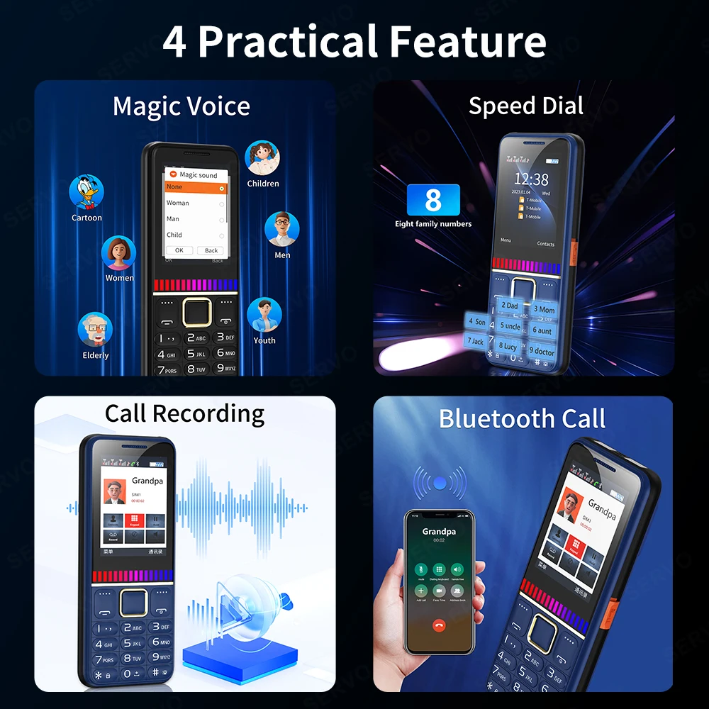 SERVO 2175 2G GSM Button Mobile Phone Dual Flashlight 3 SIM Card Loud Speaker Bluetooth Dial Music Player MP3 Feature Telephone 6