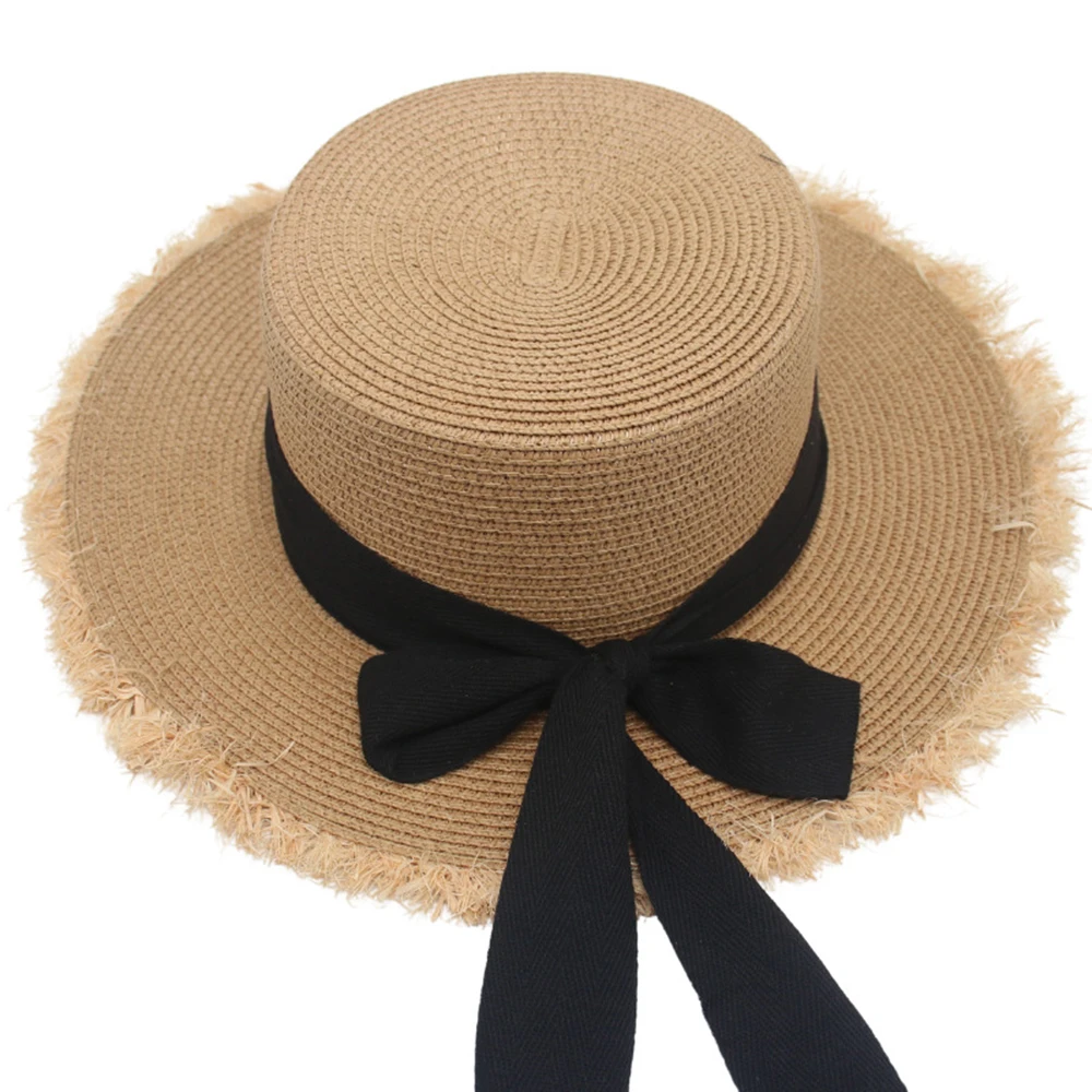 Summer Sun Protection Woven Women'S Straw Hat Bow Tie Elegant Beach Hat Large Brim Sun Hat for Vacation sun hats
