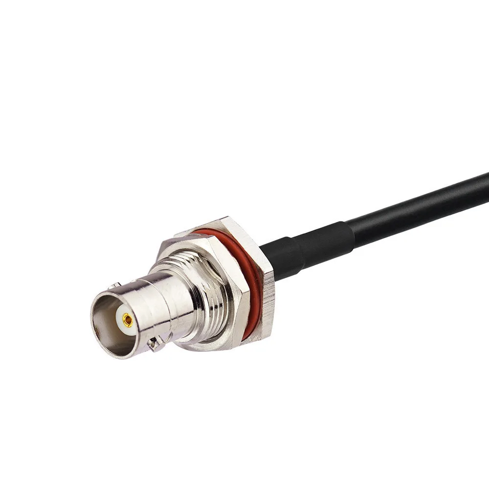 Superbat BNC Bulkhead Female to Male Right Angle Adapter with 50cm RG58 Coaxial Cable Pigtail Jumper 50ohm RF Cable Adapter
