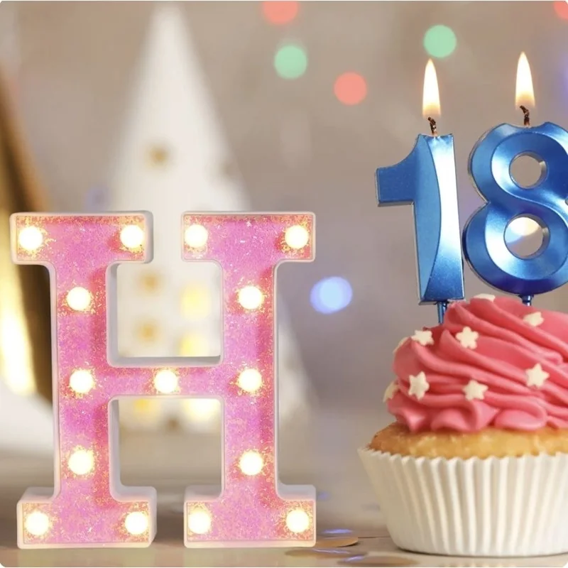 LED Letter Light LED Number Lamp 6.3-inch Decorative Alphabet Number Light Battery Powered Christmas Wedding