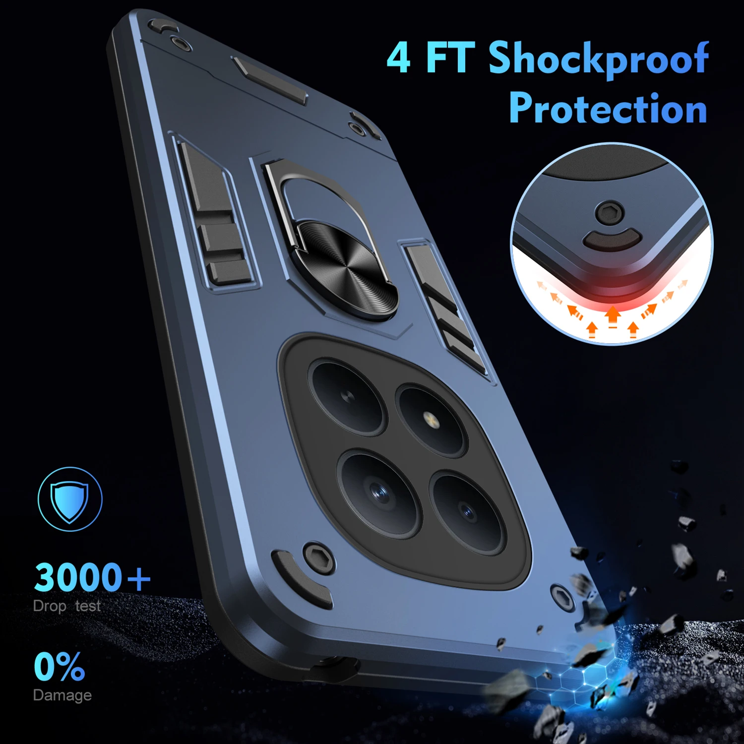 Rugged Shockproof Protective Case with Ring Stand Holder