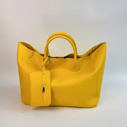 Women's Stylish Vegan Leather Oversized Handbag - Elegant and Spacious Shopping Tote (Yellow)