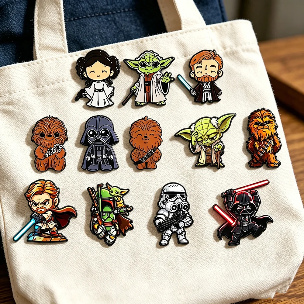 Cute Cartoon Sci-Fi Enamel Pin Set - Collectible Metal Brooches for Backpacks (6 or 12 Pieces)