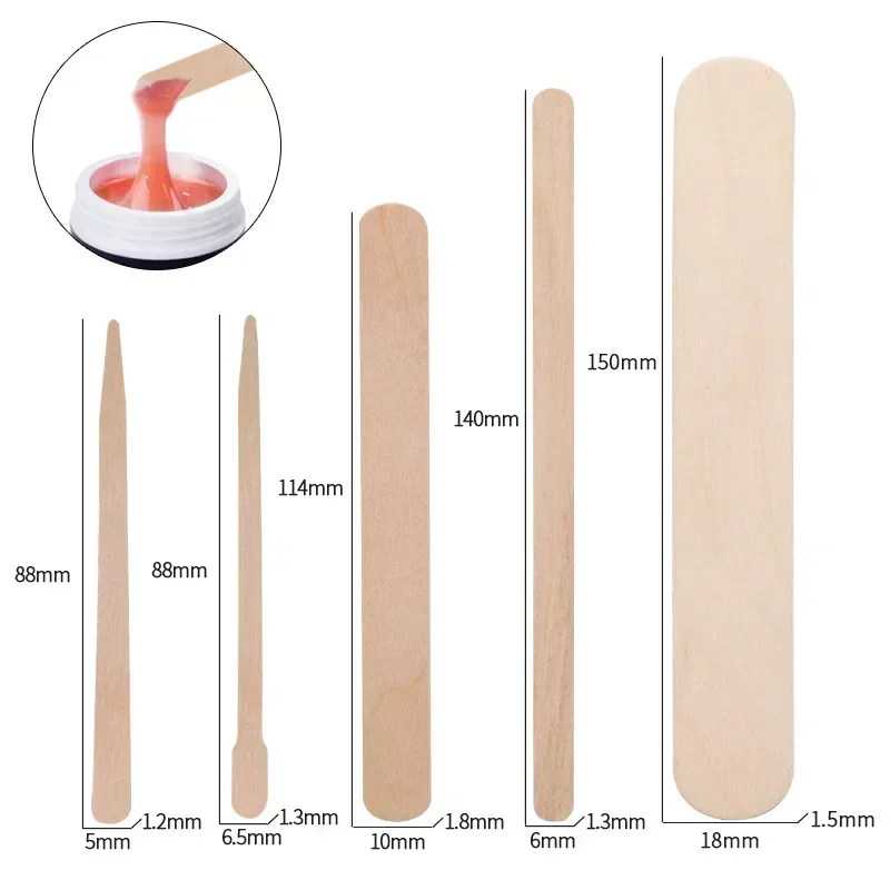 100pcs Disposable Wooden Waxing Stick Wax Bean Wiping Wax Tool Disposable Hair Removal Beauty Body Beauty Tool Uñas Nail Charms 4