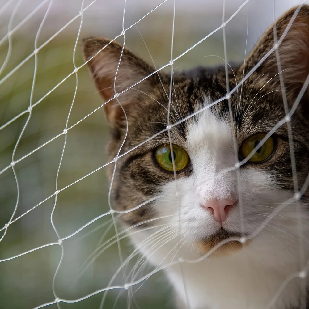 1set Transparent Cat Safety Net with Accessories Fine-meshed for Balcony and Stairs - Prevents Pet Falls and Escapes(5 Sizes)