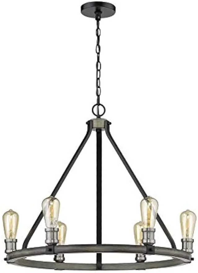 

AR Lighting Kirkland 6 Light Chandelier in Ashen Barnboard Finish