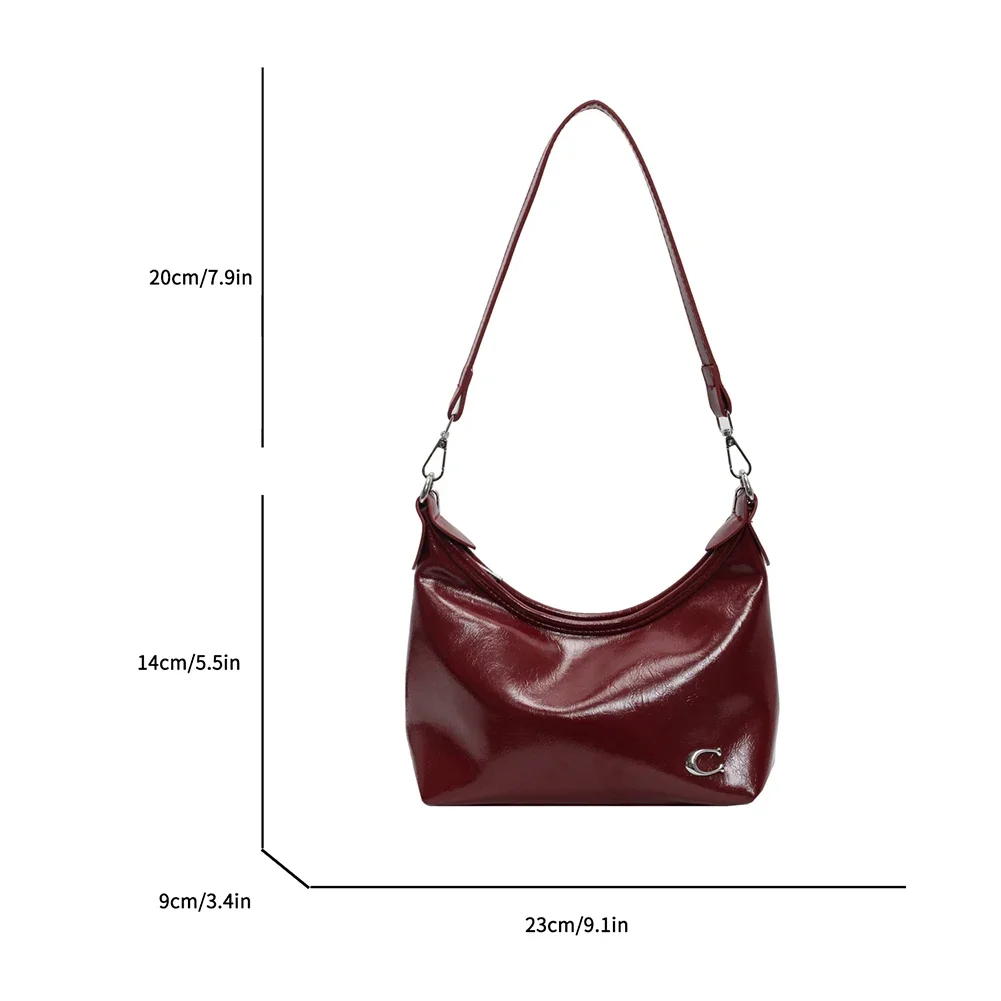 Women PU Casual Tote Handbag Large Capacity Chain Sling Bag Zipper Closure Elegant Underarm Bag Multi-pockets Simple Satchel Bag 6