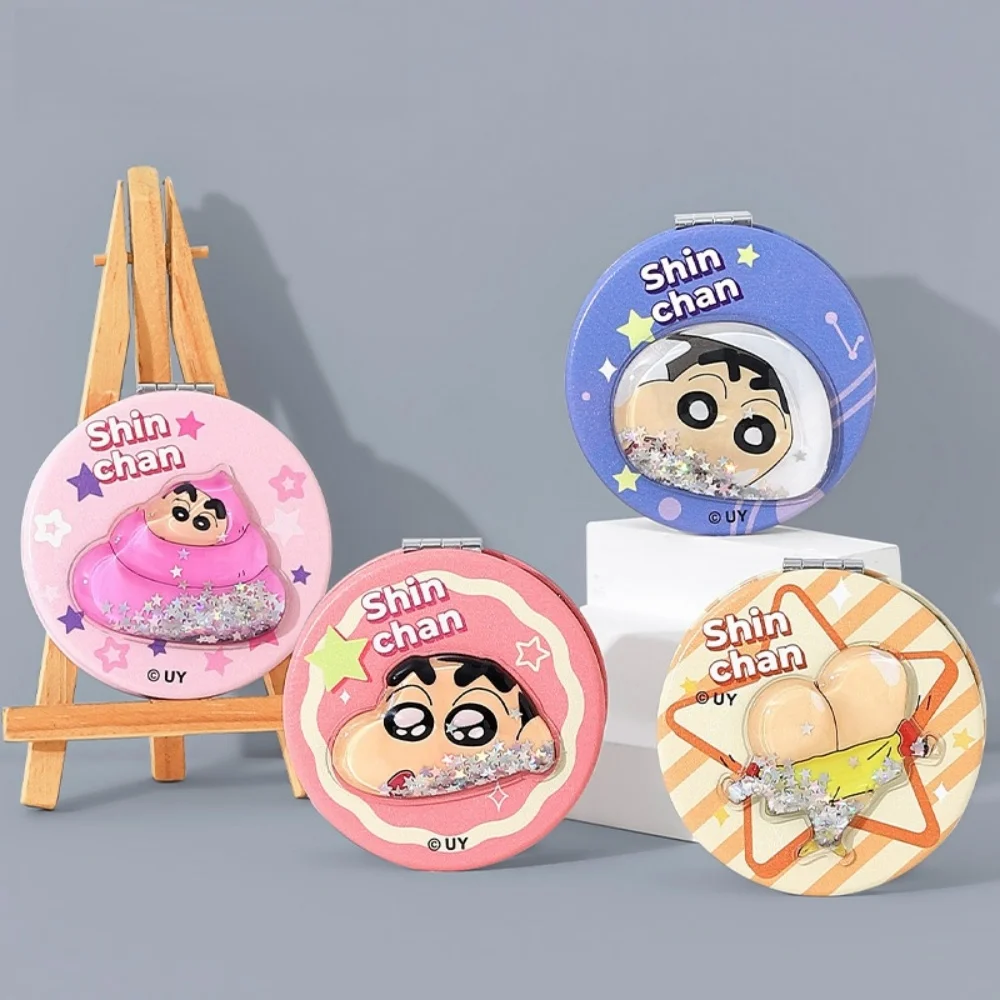 Crayon Shin-chan Double-Sided Folding Mirror - Cute Cartoon Portable Makeup Accessory