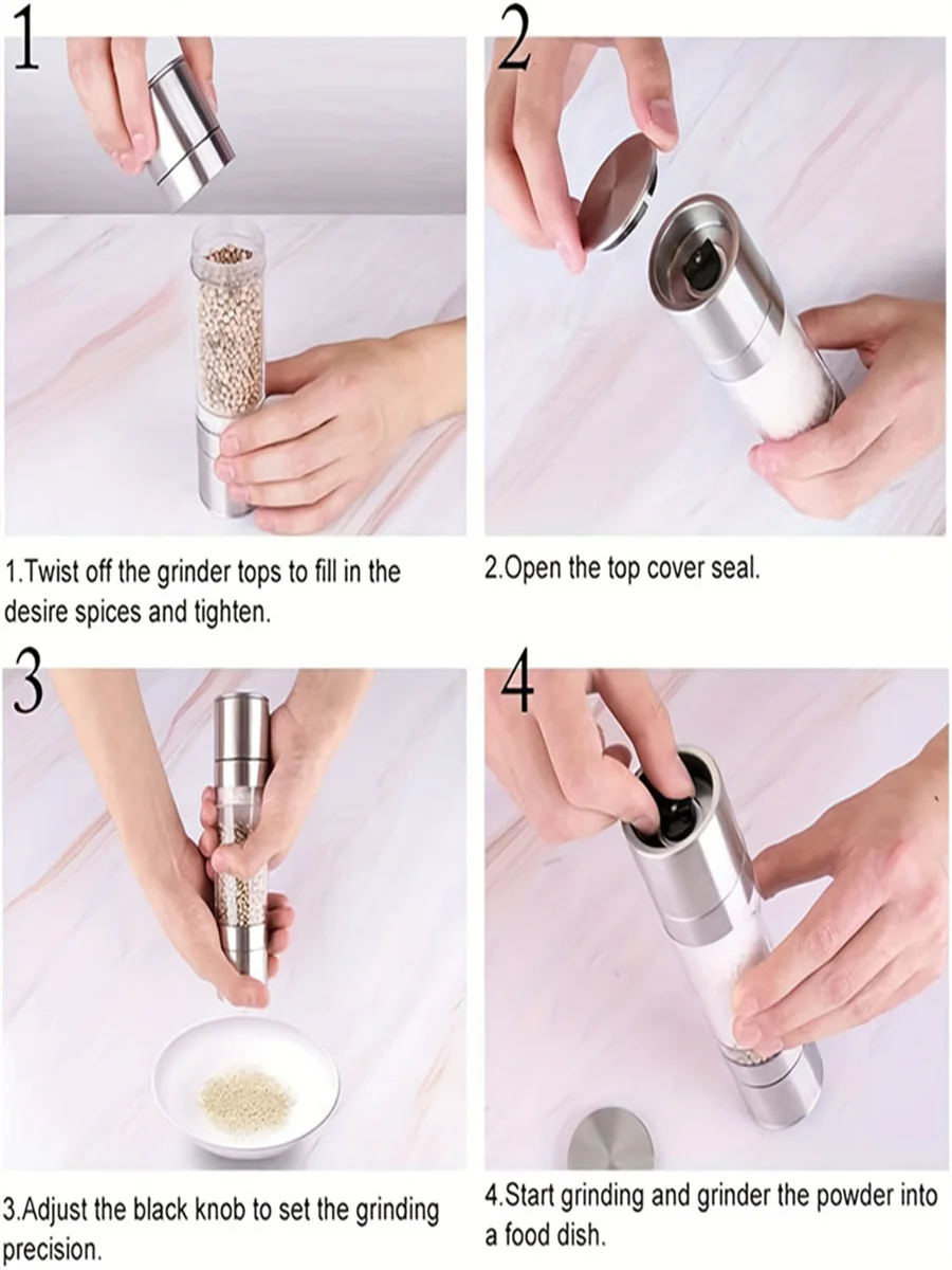 Double Head Manual Grinder 1 Suitable for Kitchen Seasoning Bottles with Spices Pepper Sea Salt Cumin
