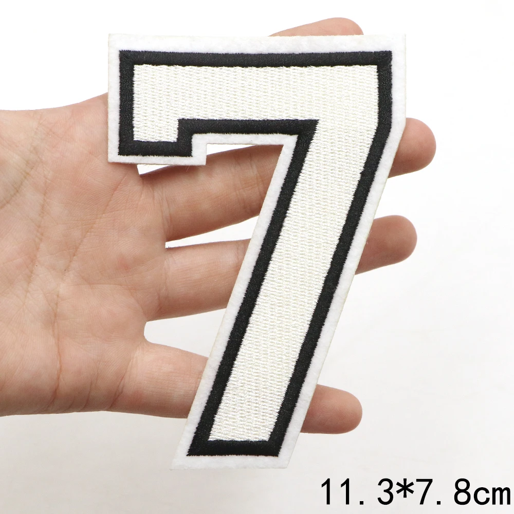1pc weiß 11,3 cm 0-9 Nummer Buchstaben Patches für Kleidung Hut Jacke shose nähen Stickerei Applique Patches auf Kleidung dekorieren DIY – Detail 11