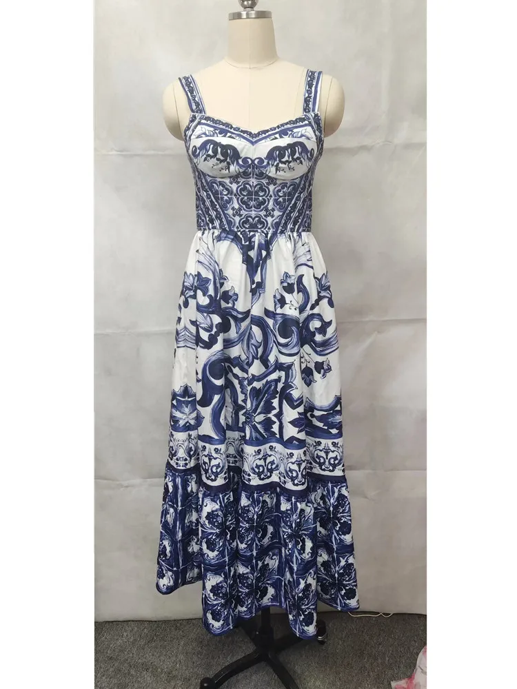 Spaghetti Strap Dress - Blue Paisley – HIHO