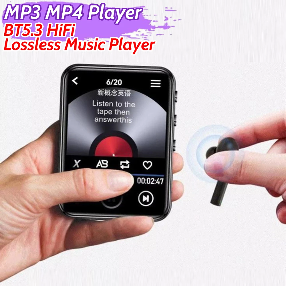 MP3 MP4 Player Lossless Music Player Full Touch Screen Bluetooth-Compatible Audio with Speaker FM/E-book/Recorder