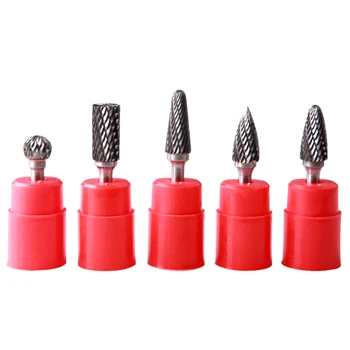 5pcs Double Groove Rotary File 6mm Grinding Head Tungsten Carbide Burr Milling Cutter Drill Bit Set Finishing Metal Mould