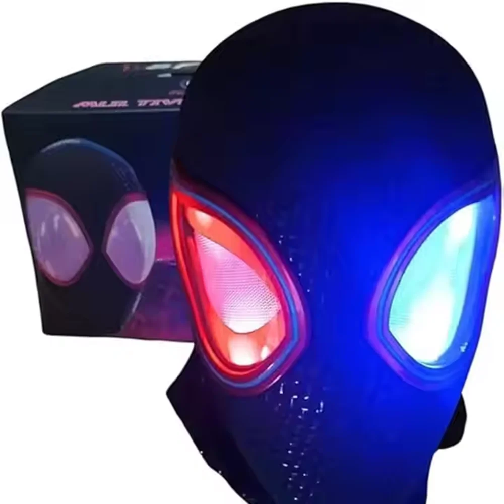Halloween Mask Superhero Mask Remote Control Spider Mask Moving Eyes Super Hero Helmet Halloween Cosplay Mask with LED Light