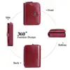 Women Vintage Oil Wax Leather Short Wallet Zipper Small Coin Pouch Two-fold Hasp Mini Purse Card Holder Ladies Fashion Clutch 6