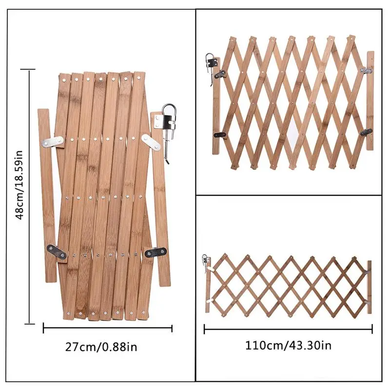 Wooden Pet Fence Portable Retractable 6