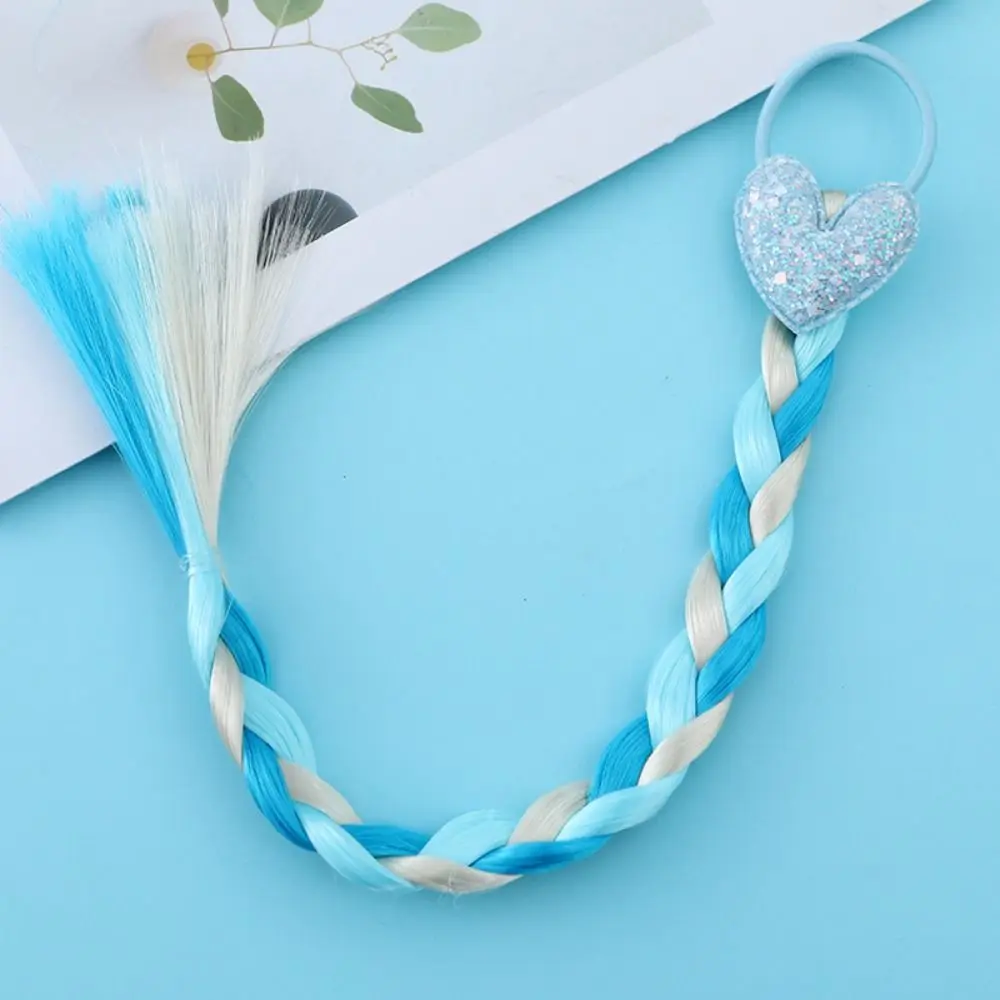 Synthetic Girls Braided Ponytail Love Heart Sequined Colorful Braid Headband Hair Ornament Rubber Bands Kids Cartoon Ponytail 5