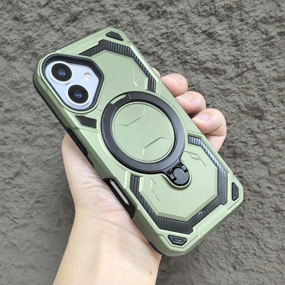 360° Rotating Metal Armor Magnetic Bracket Shockproof Bumper Case