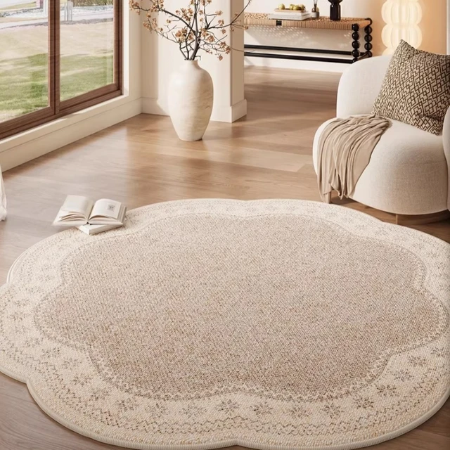 French Retro Style Carpets for Living Room Light Luxury Bedroom Decor Carpet Irregular Shape Lounge Rug Home Thicken Floor Mat 2