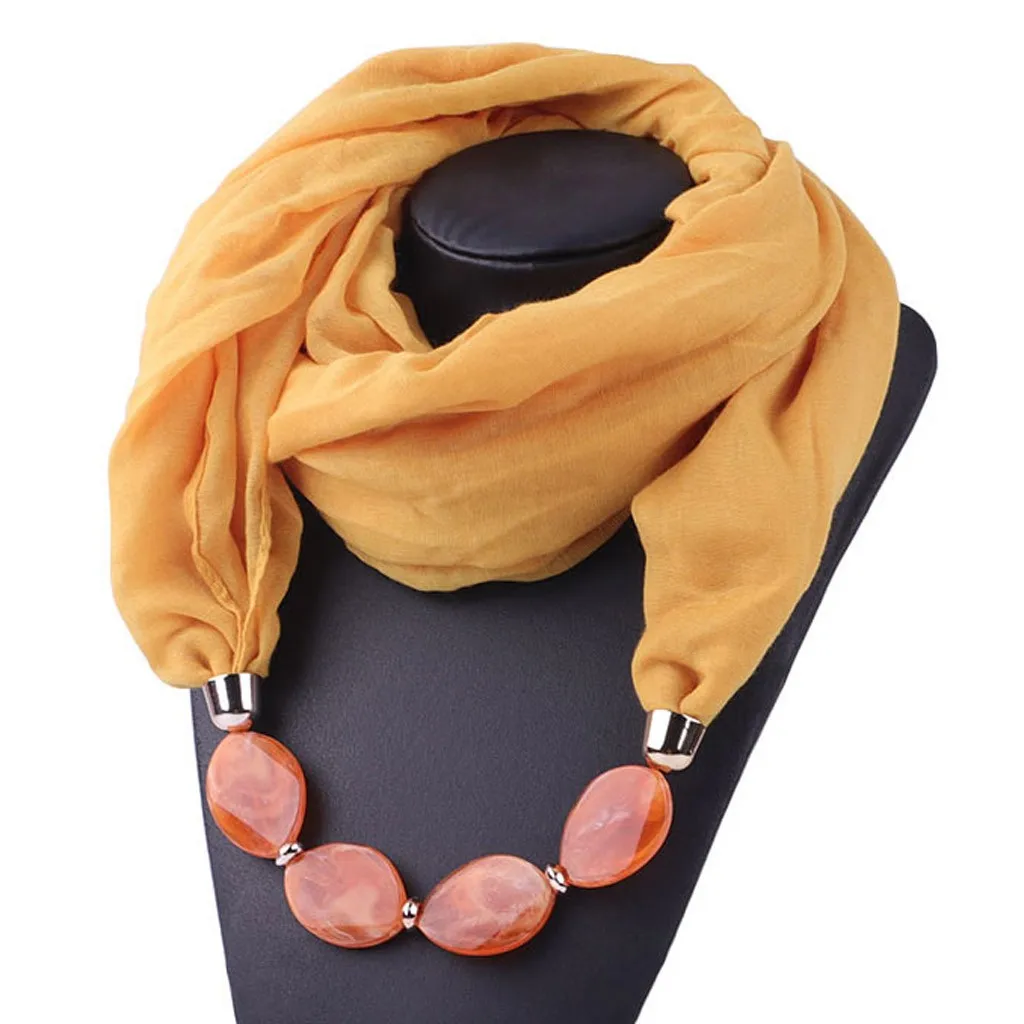 New Pendant Scarf Necklace For Women Cotton Linen Ethnic Style Soft Pendant Scarf Female Accessories Shawls
