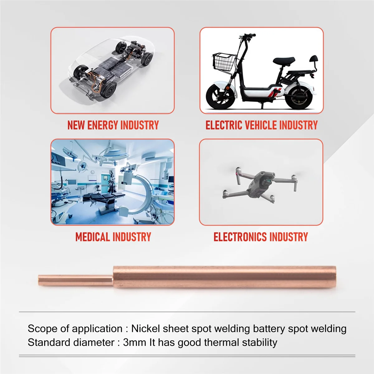 8PCS Welding Needle Aluminum Oxide 3mm Eccentric Rod Welding Machine Pen Brazing Battery Nickel Plate ZJY