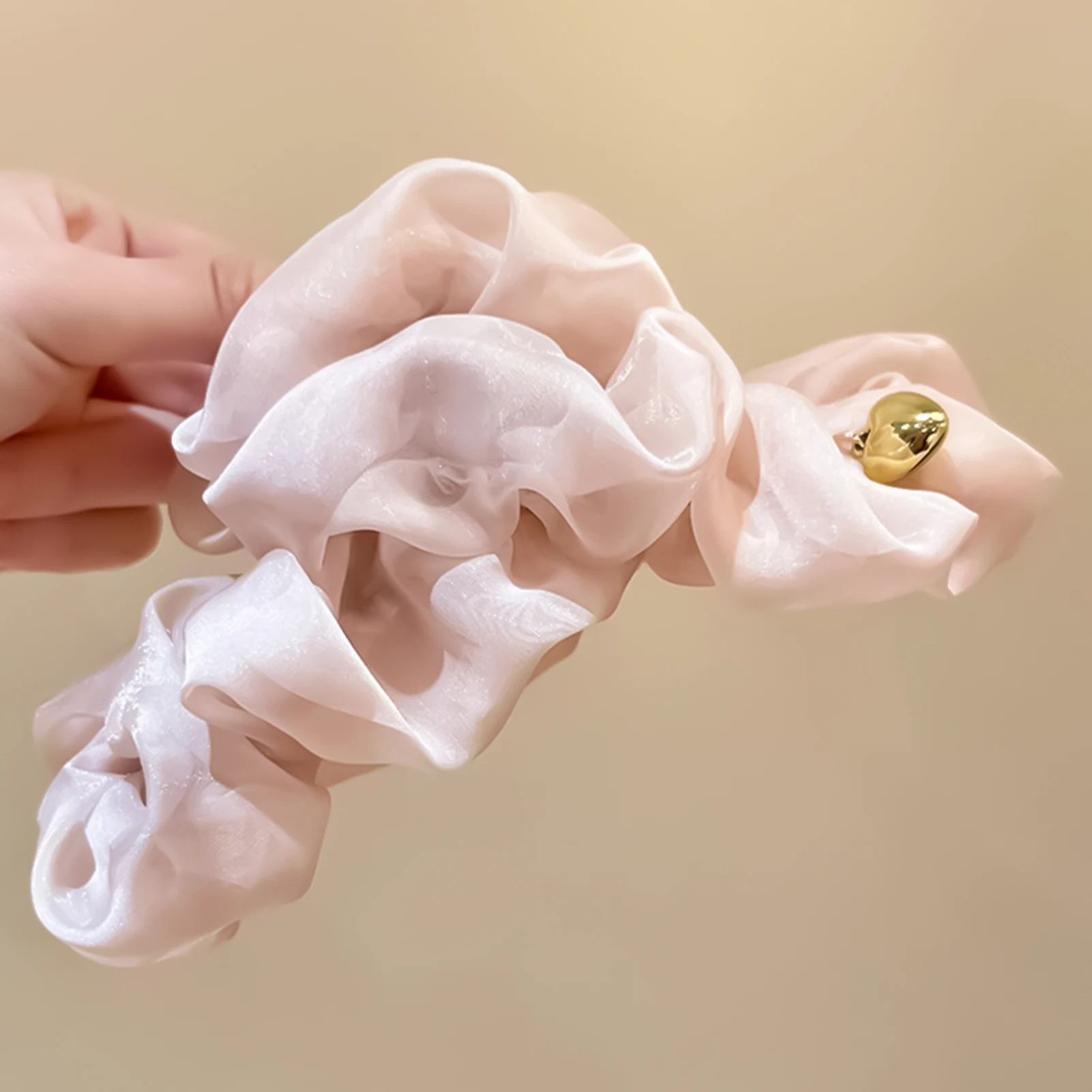 Sanfte große Haarklammer für Frauen, trendige, elegante, plissierte Mesh-Haifischgreifer, koreanischer Stil, süße Haarspangen, Mädchen-Haar-Accessoires – Detail 4