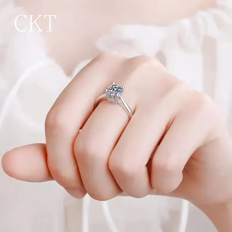 Luxury PT950 Platinum Rings Women Wedding Jewelry Genuine with Credentials VVS D Color 1CT Moissanite Diamond HW Rings