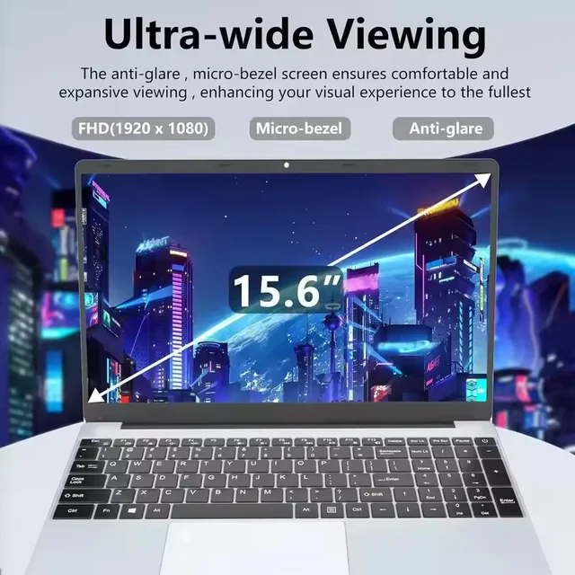 15.6" Business Laptop Computer Celeron N4000 16GB DDR4 1TB SSD Windows 11 Pro Fingerprint Unlock Notebook PC 1920*1080P Laptop 4