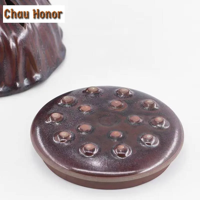 Wabi-sabi Lotus Porcelain Incense Holder Retro Incense Smoke Waterfall Household Zen Scented Aromatic Candles Cha Decoration