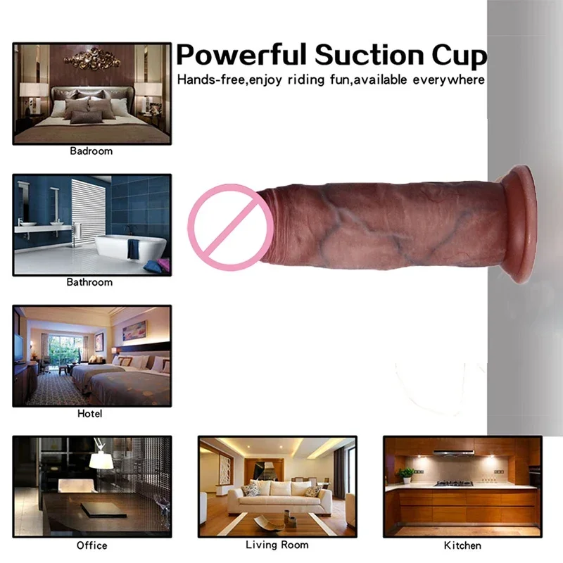 7.8inch Real Skin Feeling Realistic Dildo Sliding Foreskin Design Suction Cup Huge Big Penis Dick Adult Erotic Sex Toy Woman