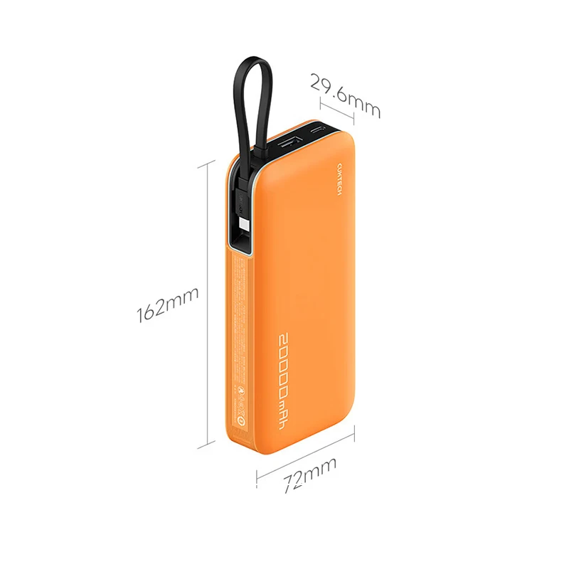 CUKTECH Built In Cable Power Bank 20000mAh 55W Max USB C 2-Way Fast Charging For Macbook Pro iPhone 15 Xiaomi 6