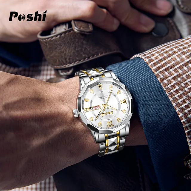POSHI Men's Watch Date Week Fashion Watch Men Original Waterproof - Image 3