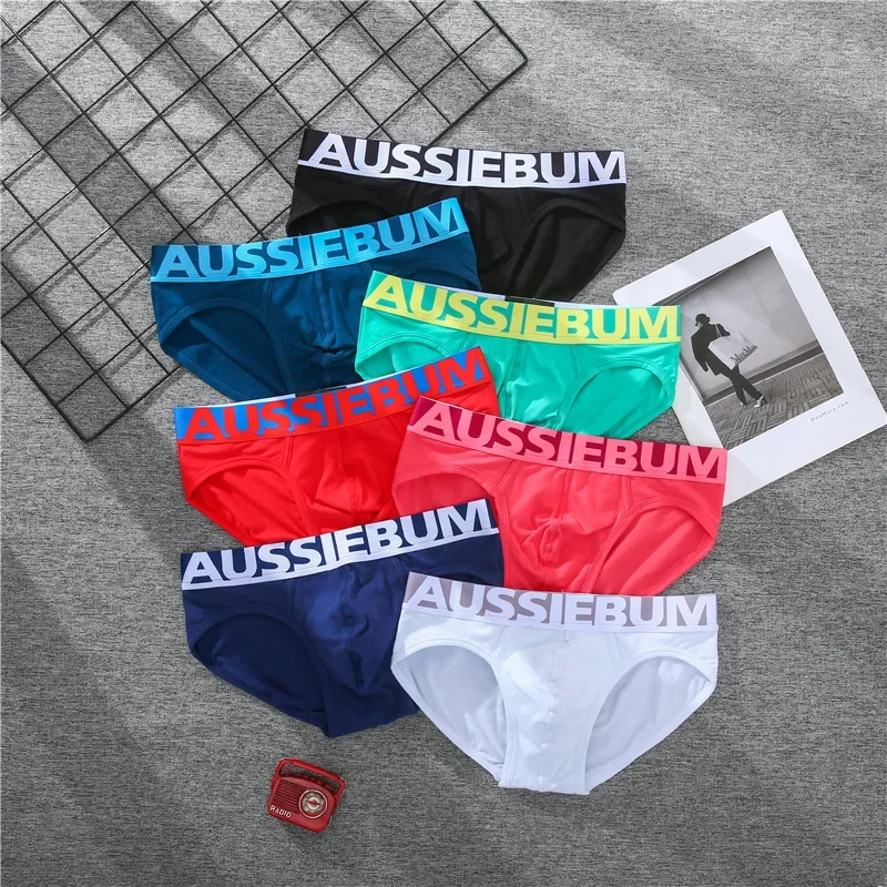 Cotton Briefs Aussiebum men's cotton underwear letter low waist sexy comfortable breathable sweat absorbent youth briefs