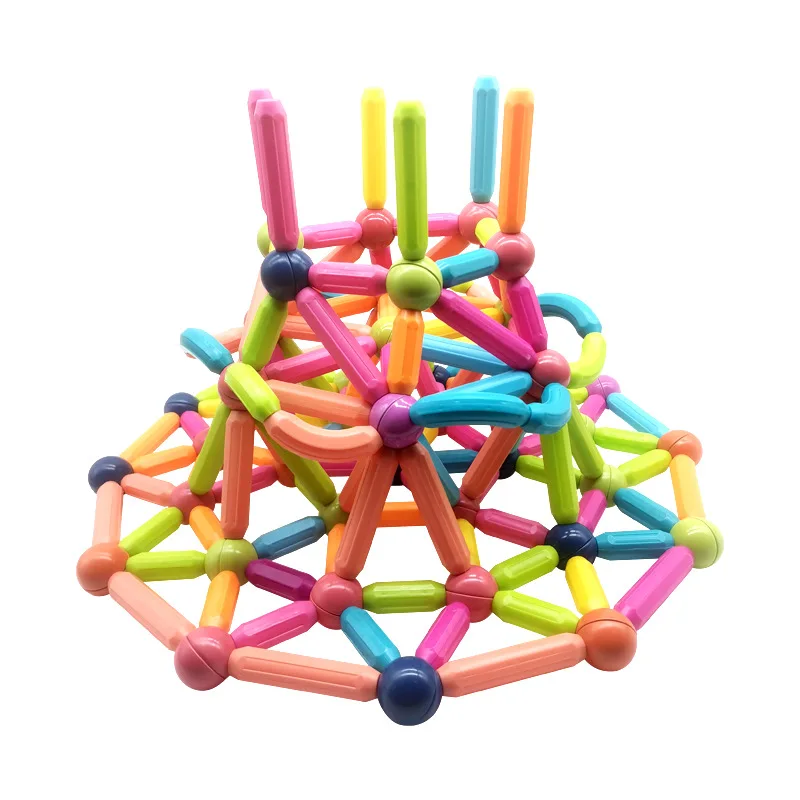 Magnetic Building Blocks Magnetic Assembly Toy 15-130pcs Kids Magnetic Construction Set Magnetic Balls Stick Building Blocks Montessori Educational Toys for Children Gift