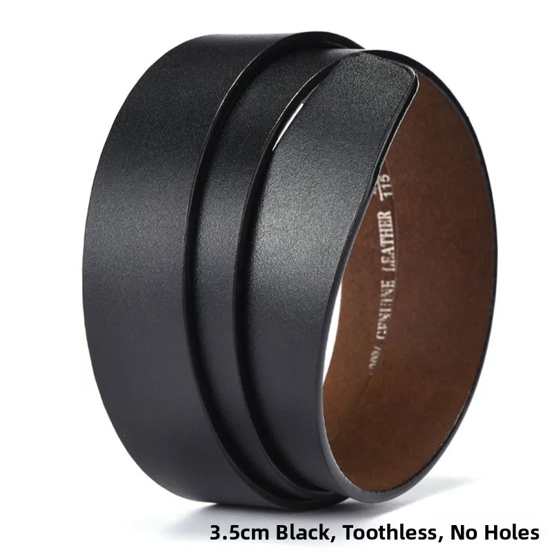 3.5cm toothless hole-free black full grain leather sheet