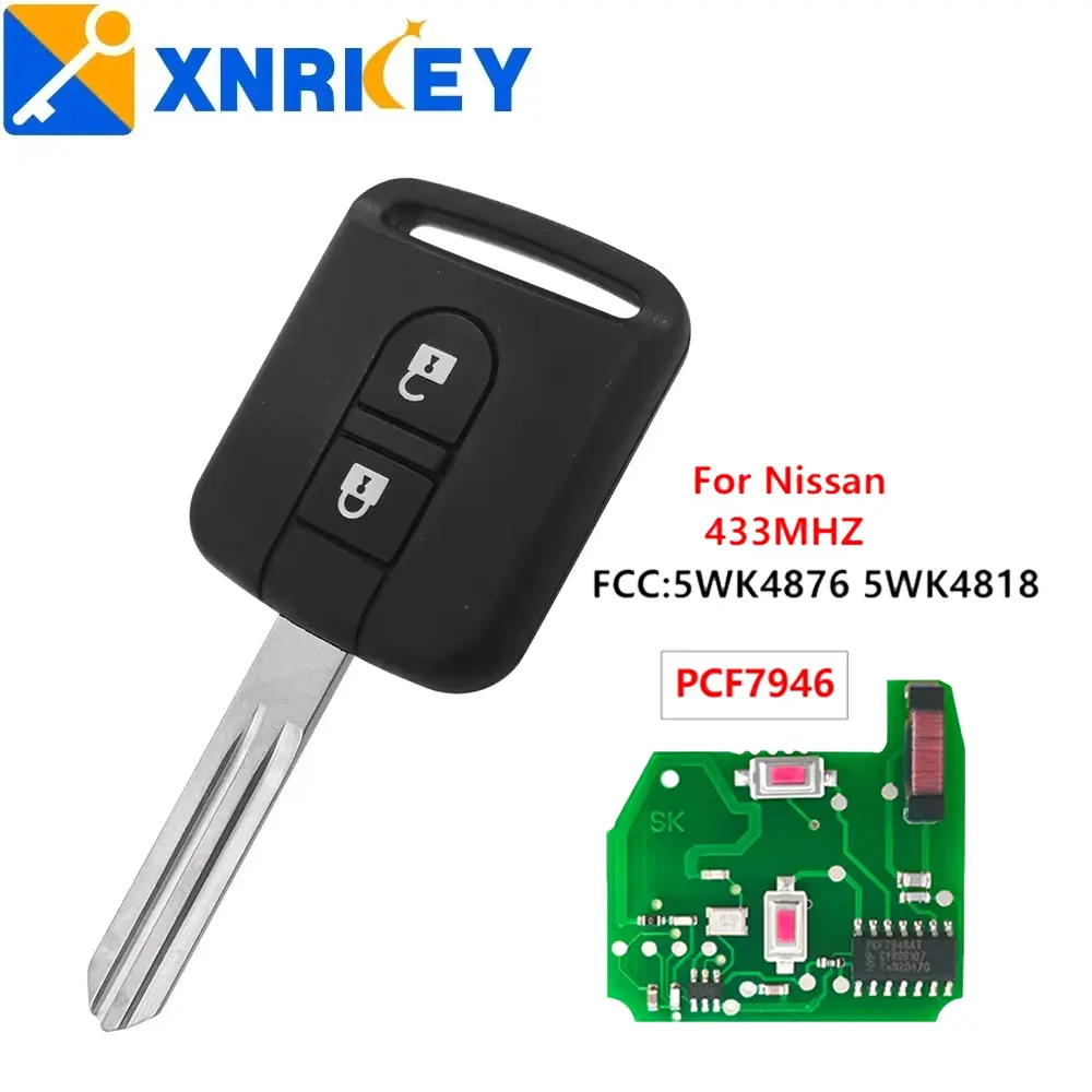XNRKEY Original 5WK4876/818 ID46 Chip 2 Button Remote Key Fob For Nissan Cabstar F24M K12 Elgrand X-TRAIL Qashqai Navara Micra