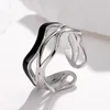 Bague Vintage en acier inoxydable pour femmes, anneau d'ouverture d'huile goutte à goutte blanche, Simple, couleur or, géométrique réglable, bijoux 2023