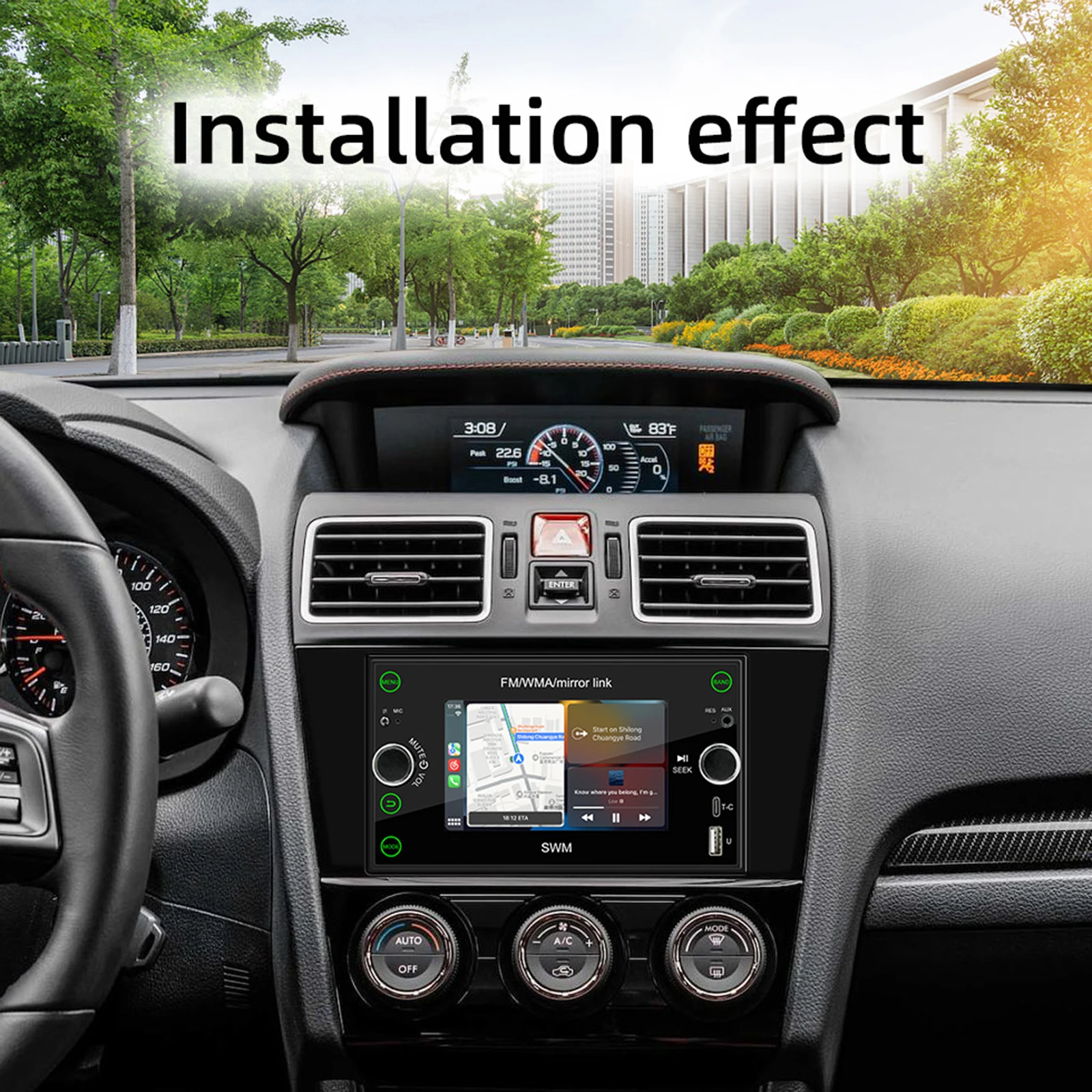 

Android 12 Car GPS FM Radio Multimedia Player 2Din Navigation 4.7inch Screen CarPlay & Android Auto & Mirrorlink