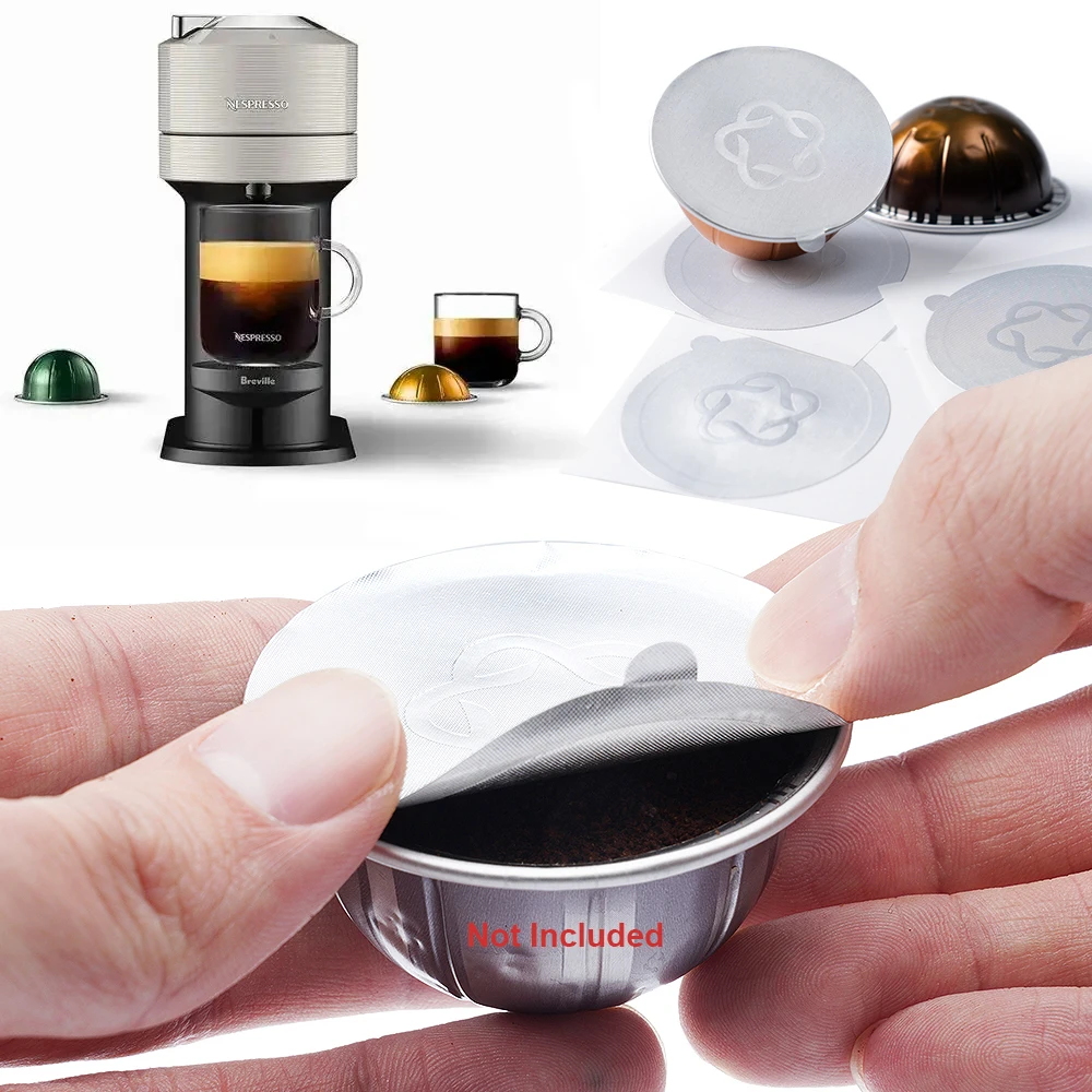 Capsules jetables rechargeables, couvercles, joints en aluminium,  autocollants pour Nespresso Vertuo Next, Machine à café automatique -  AliExpress